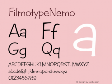 ☞FilmotypeNemo Version 2.000;com.myfonts.filmotype.nemo.filmotype-nemo.wfkit2.3G2c Font Sample