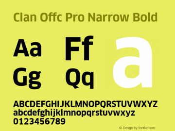 Clan Offc Pro Narrow Bold Version 7.504; 2010; Build 1021 Font Sample