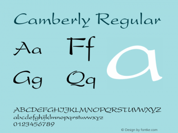 Camberly Regular Unknown Font Sample