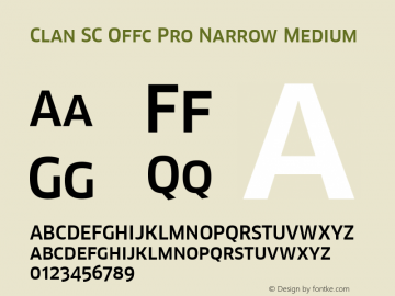Clan SC Offc Pro Narrow Medium Version 7.504; 2010; Build 1021 Font Sample