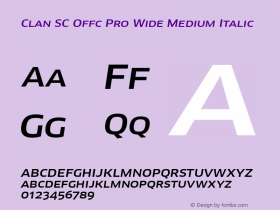 Clan SC Offc Pro Wide Medium Italic Version 7.504; 2010; Build 1020 Font Sample