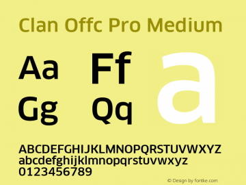 Clan Offc Pro Medium Version 7.504; 2010; Build 1021 Font Sample