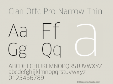 Clan Offc Pro Narrow Thin Version 7.504; 2010; Build 1021图片样张