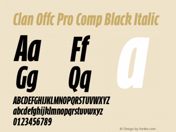 Clan Offc Pro Comp Black Italic Version 7.504; 2010; Build 1020图片样张