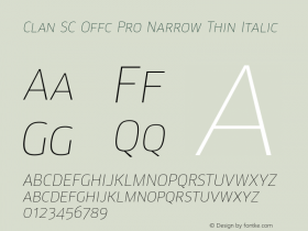 Clan SC Offc Pro Narrow Thin Italic Version 7.504; 2010; Build 1020图片样张