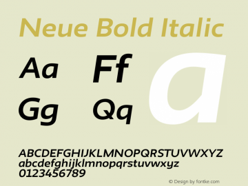 Neue-BoldItalic Version 1.0; 2014 Font Sample