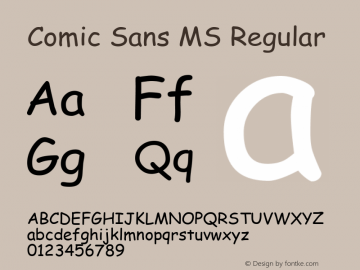 Comic Sans MS Regular Version 2.20 Font Sample