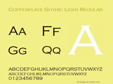 Copperplate Gothic Light Regular Version 1.51 Font Sample