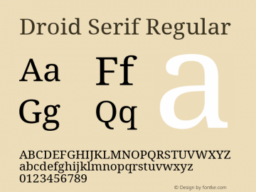 Droid Serif Regular Version 1.00 build 112 Font Sample