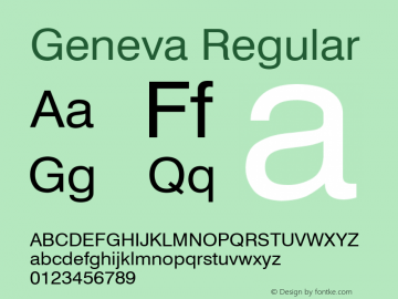 Geneva Regular Font Version 2.6; Converter Version 1.10 Font Sample