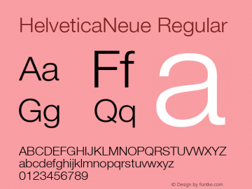 HelveticaNeue Regular 001.000 Font Sample