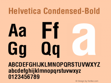 Helvetica Condensed Bold Version 003.001图片样张