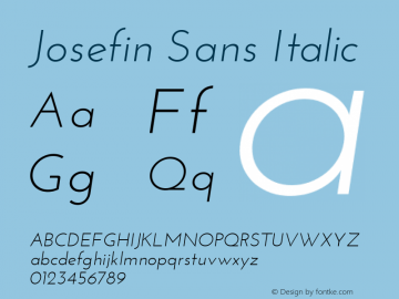 Josefin Sans Italic Version 1.0 Font Sample