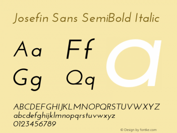 Josefin Sans SemiBold Italic Version 1.0 Font Sample