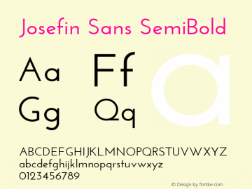 Josefin Sans SemiBold Version 1.0 Font Sample