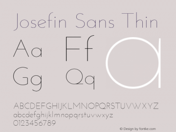 Josefin Sans Thin Version 1.0 Font Sample