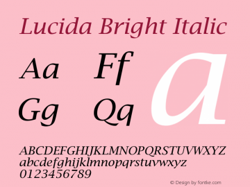 Lucida Bright Italic Version 1.50图片样张