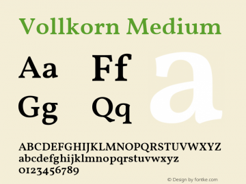 Vollkorn Medium Regular Version 3.005;PS 003.005;hotconv 1.0.70;makeotf.lib2.5.58329图片样张