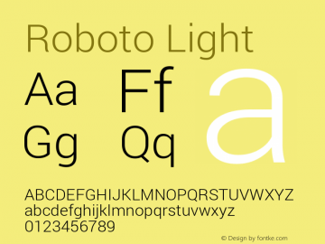 Roboto Light Version 1.100141; 2013 Font Sample