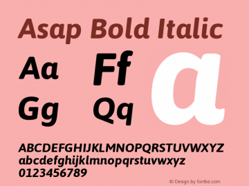 Asap BoldItalic Version 1.007;PS 001.007;hotconv 1.0.70;makeotf.lib2.5.58329 Font Sample