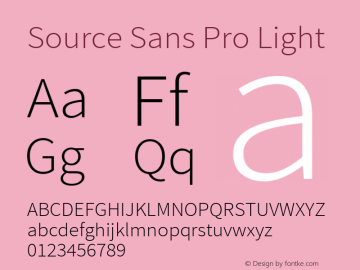 Source Sans Pro Light Regular Version 1.050;PS 1.000;hotconv 1.0.70;makeotf.lib2.5.5900 Font Sample