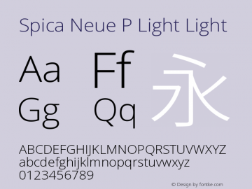 Spica Neue P Light Version 1.0 Font Sample