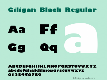 Giligan Black Regular (C)opyright 1992 W.S.I.  8/2/92 Font Sample