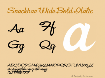 Snackbar-WideBoldItalic Version 1.001 Font Sample