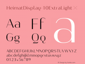 ☞Heimat Display 10 ExtraLight Version 1.000;PS 001.000;hotconv 1.0.70;makeotf.lib2.5.58329;com.myfonts.easy.atlas-font-foundry.heimat-display.10-extra-light.wfkit2.version.4nyt Font Sample