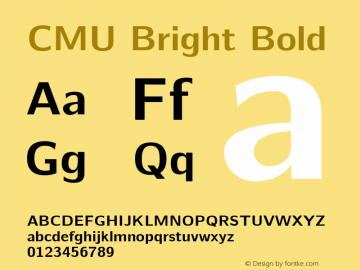 CMU Bright Bold Version 0.7.0 Font Sample
