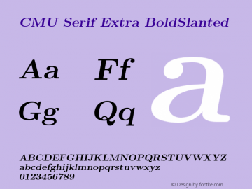 CMU Serif Extra BoldSlanted Version 0.7.0 Font Sample
