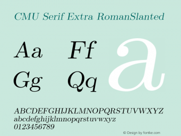 CMU Serif Extra RomanSlanted Version 0.7.0 Font Sample