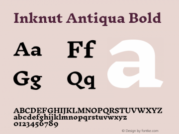 Inknut Antiqua Bold Version 1.001; ttfautohint (v1.2) -l 12 -r 12 -G 200 -x 14 -D deva -f deva -w G -X 