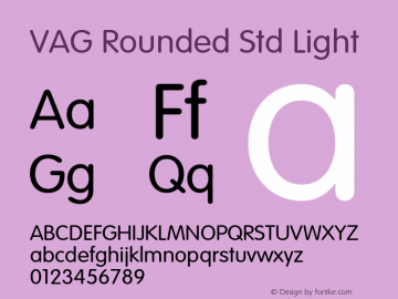 VAGRoundedStd-Light Version 1.000 Build 1000图片样张
