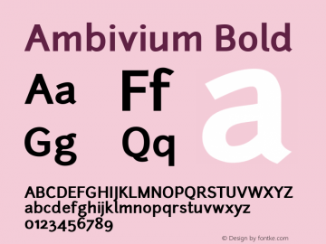 Ambivium-Bold Version 001.001; ttfautohint (v1.2) -l 8 -r 50 -G 200 -x 14 -D latn -f none -w G -W -X 