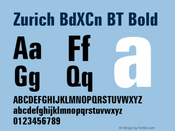 Zurich BdXCn BT Bold mfgpctt-v4.4 Dec 17 1998 Font Sample