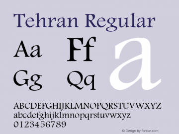 Tehran Regular 1.0 Font Sample