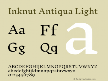 Inknut Antiqua Light Version 1.003 Font Sample