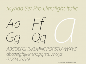 Myriad Set Pro Ultralight Italic Version 10.0d17e1图片样张