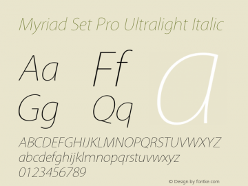 Myriad Set Pro Ultralight Italic Version 10.0d17e1图片样张