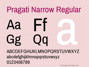 Pragati Narrow Version 1.010; ttfautohint (v1.3) Font Sample