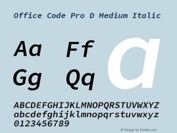 Office Code Pro D Medium Italic Version 1.004 Font Sample