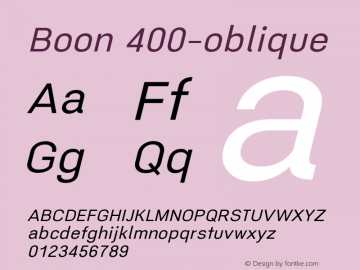 Boon Book Oblique Version 0.6 Font Sample