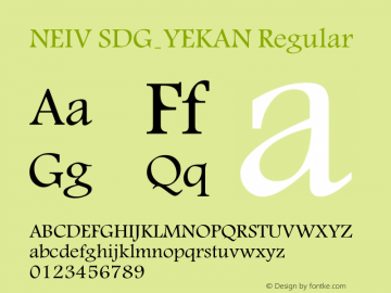 NEIV SDG_YEKAN Regular acromedia Fontographer 4.1 16/09/97 Font Sample