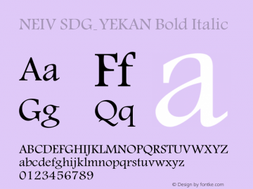 NEIV SDG_YEKAN Bold Italic acromedia Fontographer 4.1 16/09/97 Font Sample