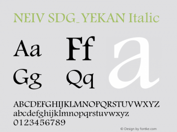 NEIV SDG_YEKAN Italic acromedia Fontographer 4.1 16/09/97 Font Sample