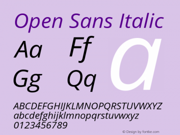 Open Sans Italic Version 1.10 Font Sample