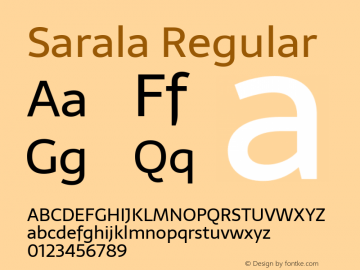 Sarala Version 1.005 Font Sample