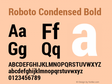 Roboto Condensed Bold Version 1.200311; 2013 Font Sample