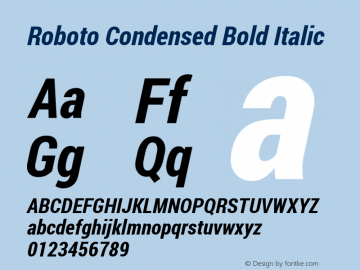 Roboto Condensed Bold Italic Version 1.200311; 2013图片样张